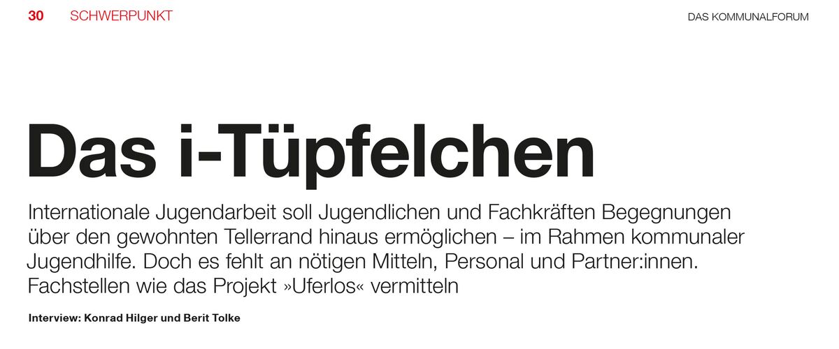 Ausschnitt Zeitschriftenartikel Das Kommunalforum #7 - "Das i-Tüpfelchen"