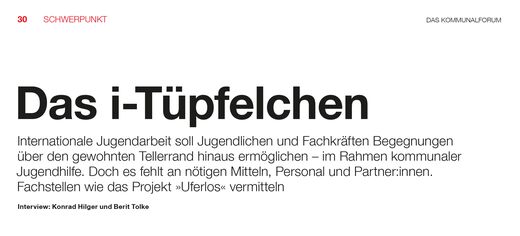 Ausschnitt Zeitschriftenartikel Das Kommunalforum #7 - "Das i-Tüpfelchen"